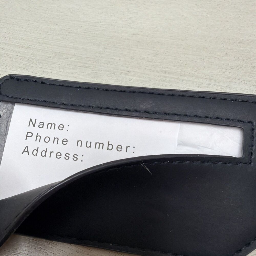 Prada Beauty Faux Leather Luggage Tag ID Plate Navy Blue/Red & Storage Bag NWT - Picture 2 of 5